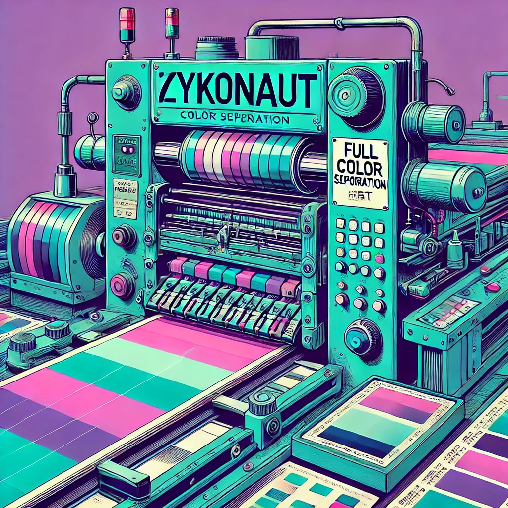 Schichtweiser Farbauftrag beim ZYKONAUT-Shirtdruck – Grundierung plus präziser Farbaufbau im DTG-Verfahren.