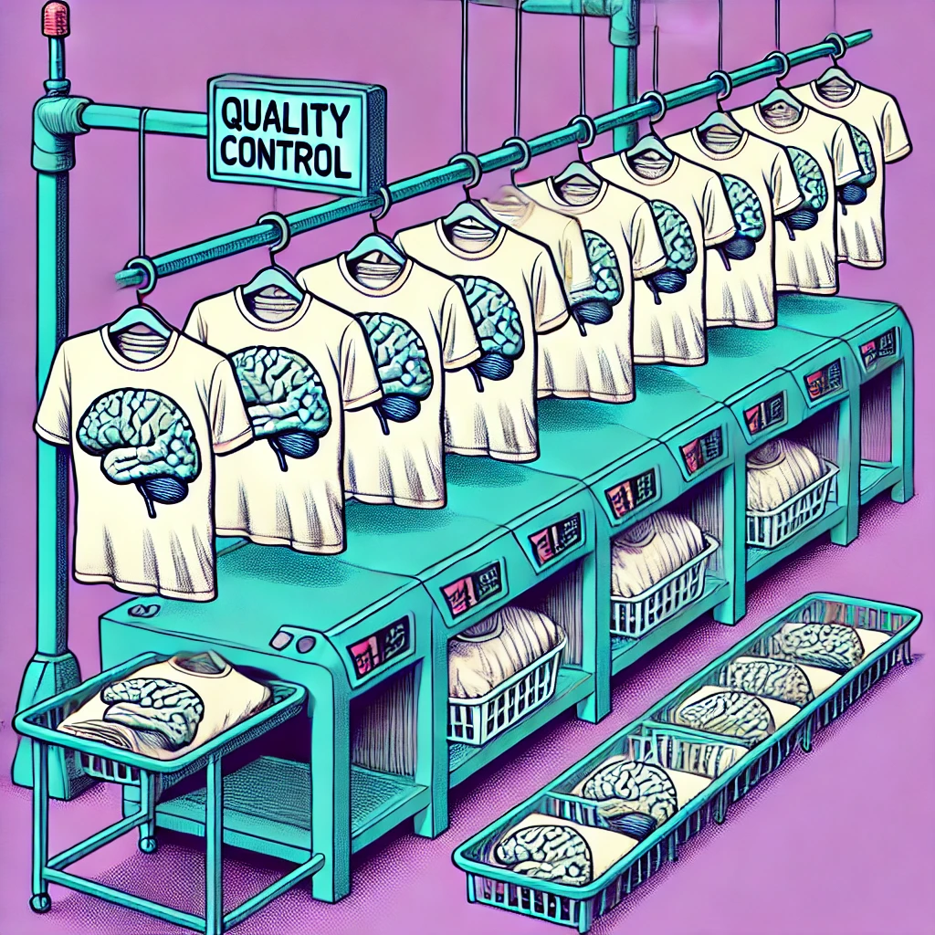 ZYKONAUT Shirt-Produktion: Prüfung, Faltung und Versandvorbereitung in der letzten Qualitätskontrolle.